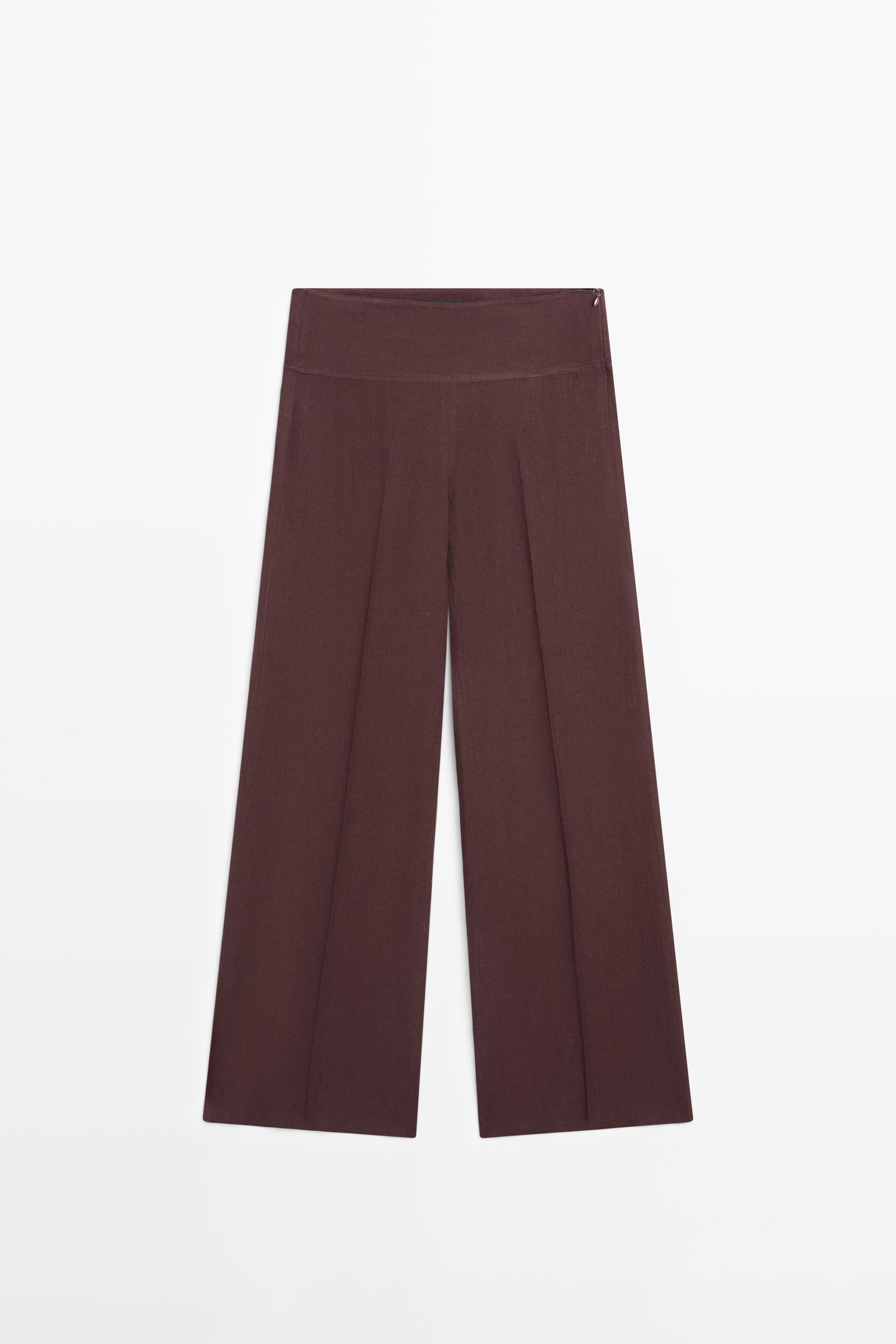 100% linen mid-waist flared pants